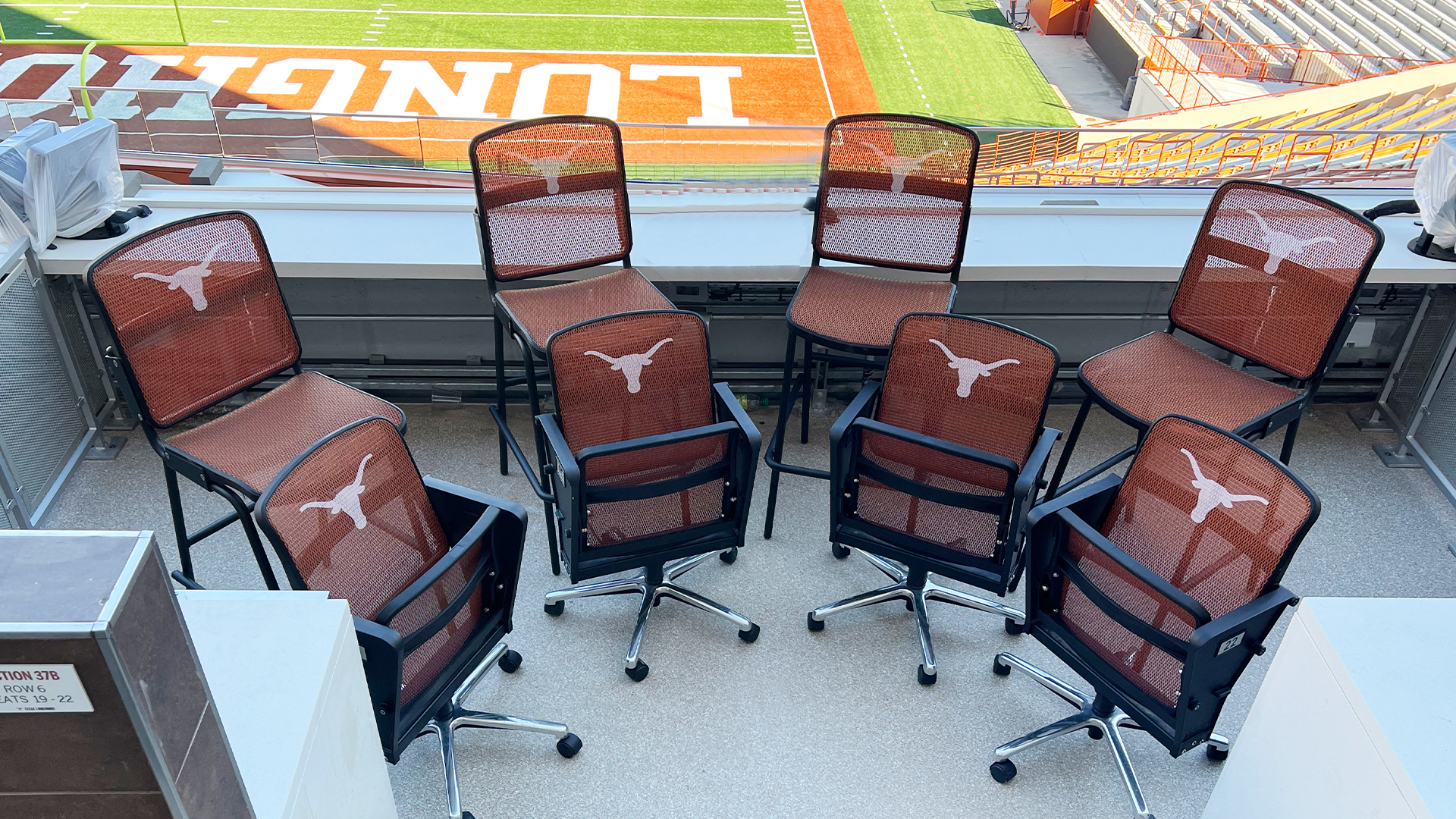 Custom University of Texas Barstool and Caster Seating