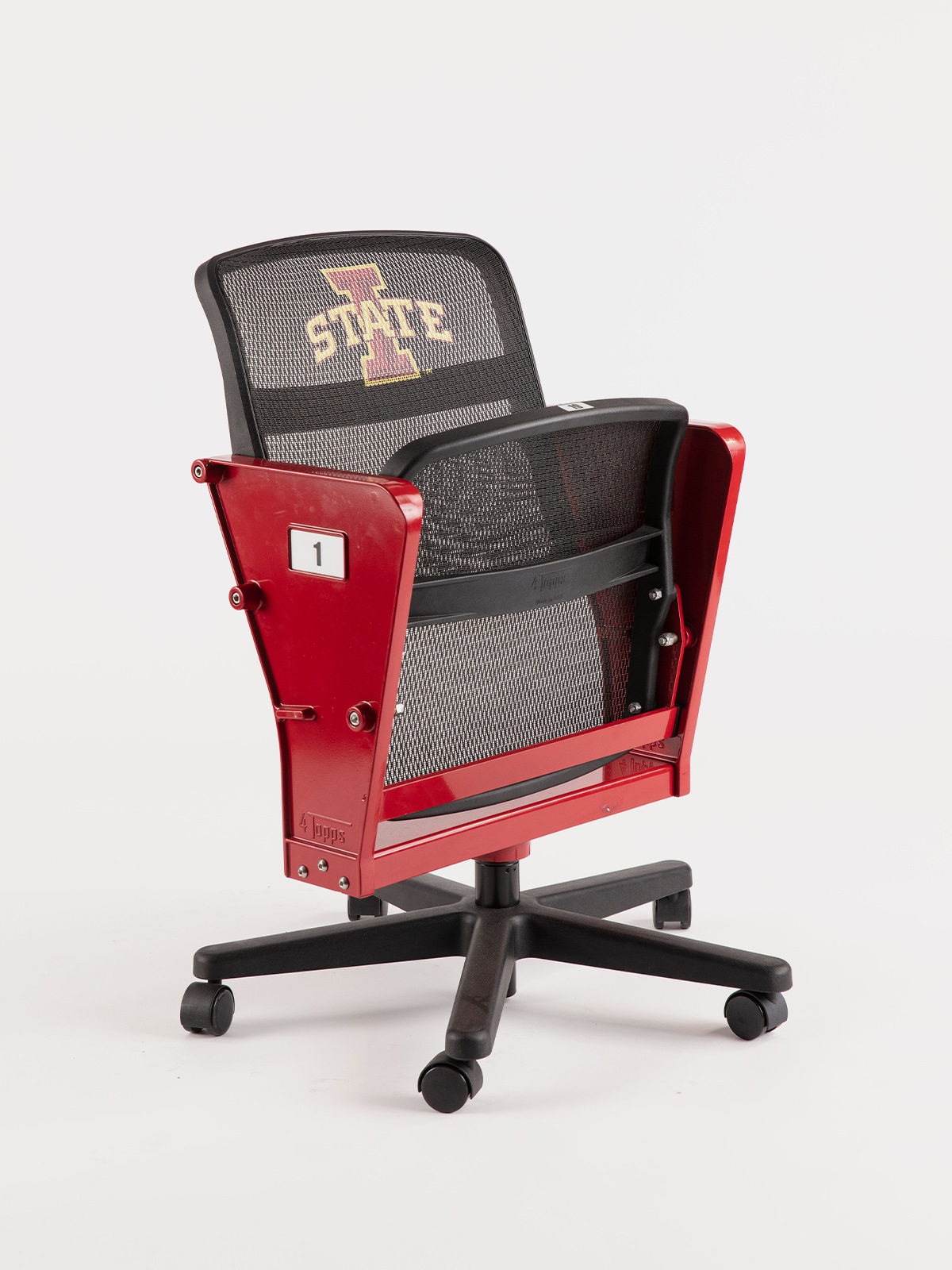 Front view of red 4Topps Caster Seat on white background