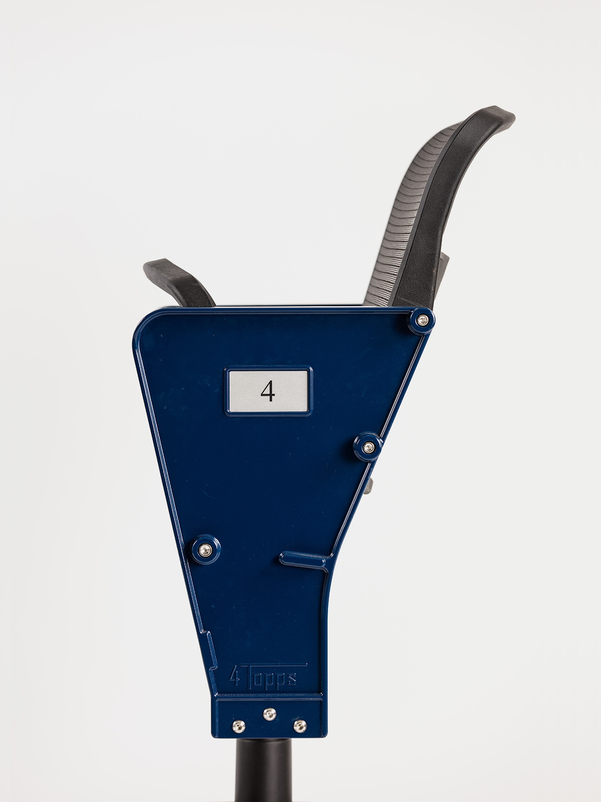 Side view of navy 4Topps Caster Seat on white background