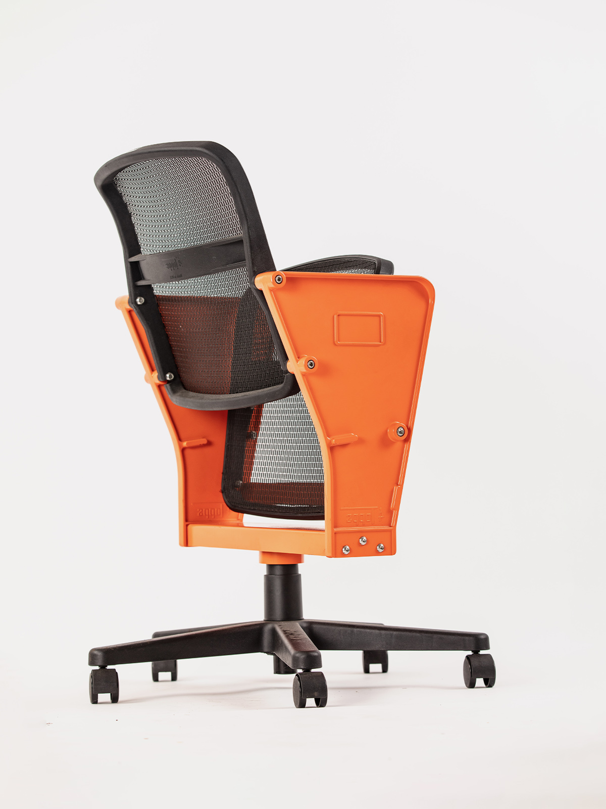 Back view of orange 4Topps Caster Seat on white background