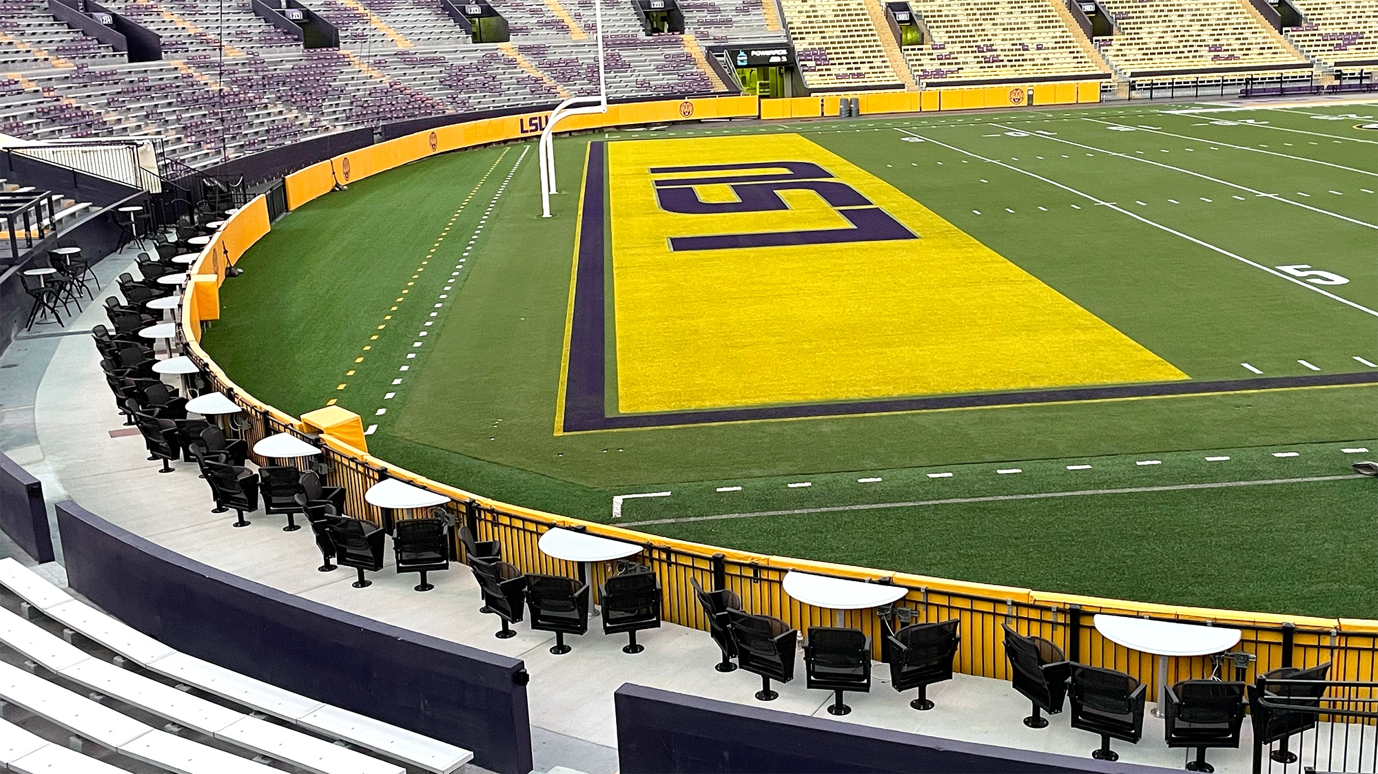 panoramic view of LSU football stadium featuring 4topps loge installs