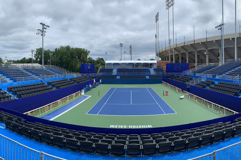 Winston Salem Open featuing a fisheye perspective of stadium featuring 4Topps products