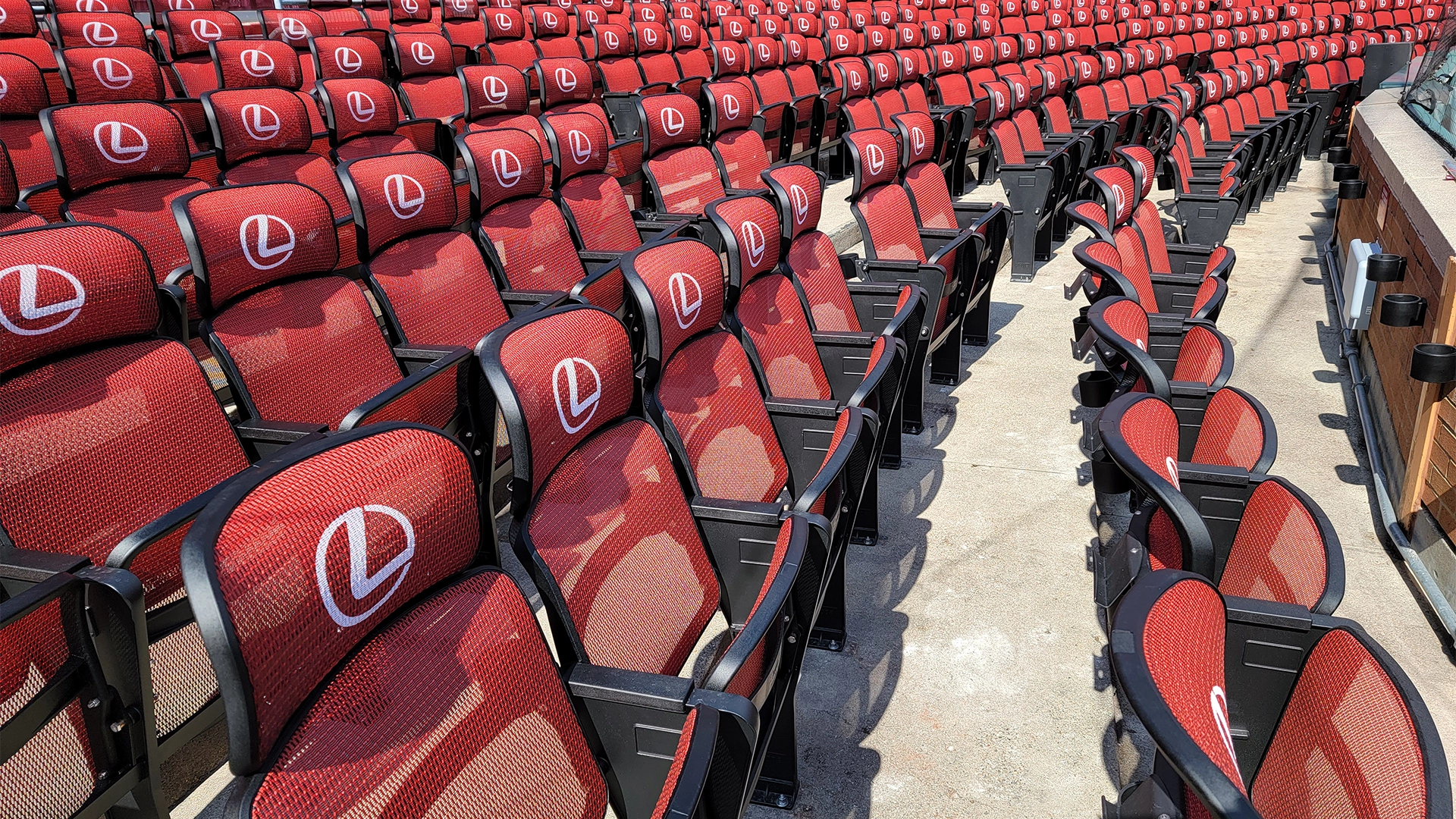 up-close shot of Cincinnati Reds custom color and custom branded mesh